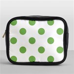 Polka Dots - Dollar Bill Green on White Mini Toiletries Bag (One Side)