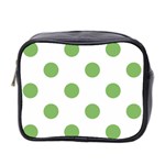 Polka Dots - Dollar Bill Green on White Mini Toiletries Bag (Two Sides)