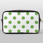 Polka Dots - Dollar Bill Green on White Toiletries Bag (One Side)