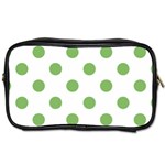 Polka Dots - Dollar Bill Green on White Toiletries Bag (Two Sides)