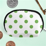 Polka Dots - Dollar Bill Green on White Accessory Pouch (Medium)