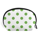 Polka Dots - Dollar Bill Green on White Accessory Pouch (Large)