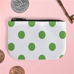 Polka Dots - Dollar Bill Green on White Mini Coin Purse