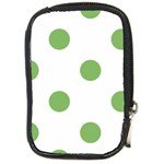 Polka Dots - Dollar Bill Green on White Compact Camera Leather Case