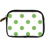 Polka Dots - Dollar Bill Green on White Digital Camera Leather Case