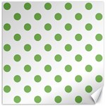 Polka Dots - Dollar Bill Green on White Canvas 12  x 12 