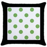 Polka Dots - Dollar Bill Green on White Throw Pillow Case (Black)