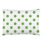 Polka Dots - Dollar Bill Green on White Pillow Case (Two Sides)