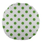 Polka Dots - Dollar Bill Green on White Large 18  Premium Flano Round Cushion