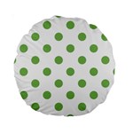 Polka Dots - Dollar Bill Green on White Standard 15  Premium Round Cushion