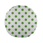 Polka Dots - Dollar Bill Green on White Standard 15  Premium Flano Round Cushion