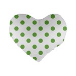 Polka Dots - Dollar Bill Green on White Standard 16  Premium Heart Shape Cushion