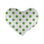 Polka Dots - Dollar Bill Green on White Standard 16  Premium Flano Heart Shape Cushion