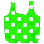 Polka Dots - White on Neon Green Full Print Recycle Bag (XL)