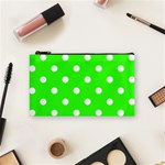 Polka Dots - White on Neon Green Cosmetic Bag (S)