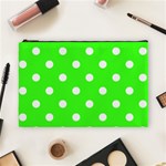 Polka Dots - White on Neon Green Cosmetic Bag (L)