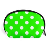 Polka Dots - White on Neon Green Accessory Pouch (Large)