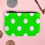 Polka Dots - White on Neon Green Mini Coin Purse