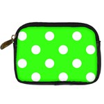 Polka Dots - White on Neon Green Digital Camera Leather Case