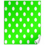 Polka Dots - White on Neon Green Canvas 8  x 10 