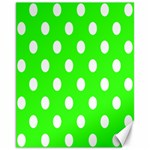 Polka Dots - White on Neon Green Canvas 11  x 14 