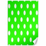 Polka Dots - White on Neon Green Canvas 12  x 18 