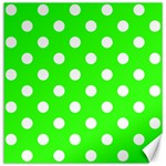 Polka Dots - White on Neon Green Canvas 16  x 16 