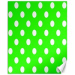 Polka Dots - White on Neon Green Canvas 16  x 20 