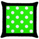 Polka Dots - White on Neon Green Throw Pillow Case (Black)