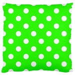 Polka Dots - White on Neon Green Large Cushion Case (One Side)