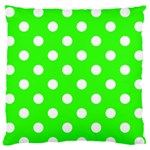 Polka Dots - White on Neon Green Large Flano Cushion Case (One Side)