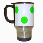 Polka Dots - Neon Green on White Travel Mug (White)