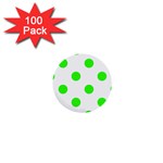 Polka Dots - Neon Green on White 1  Mini Button (100 pack)