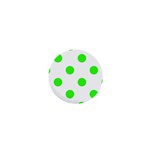 Polka Dots - Neon Green on White 1  Mini Magnet