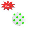 Polka Dots - Neon Green on White 1  Mini Magnet (10 pack)