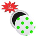 Polka Dots - Neon Green on White 1.75  Magnet (10 pack)