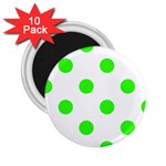 Polka Dots - Neon Green on White 2.25  Magnet (10 pack)