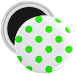 Polka Dots - Neon Green on White 3  Magnet