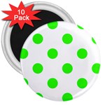 Polka Dots - Neon Green on White 3  Magnet (10 pack)