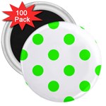 Polka Dots - Neon Green on White 3  Magnet (100 pack)