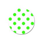 Polka Dots - Neon Green on White Magnet 3  (Round)