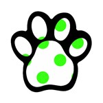 Polka Dots - Neon Green on White Magnet (Paw Print)