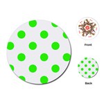 Polka Dots - Neon Green on White Playing Cards (Round)