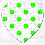 Polka Dots - Neon Green on White Jigsaw Puzzle (Heart)