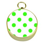 Polka Dots - Neon Green on White Gold Compass