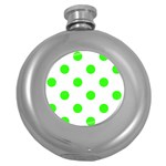 Polka Dots - Neon Green on White Hip Flask (5 oz)