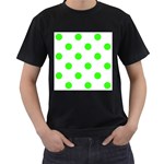 Polka Dots - Neon Green on White Men s T-Shirt (Black)