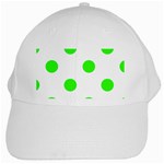 Polka Dots - Neon Green on White White Cap