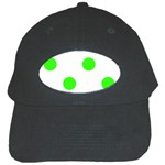 Polka Dots - Neon Green on White Black Cap