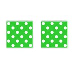 Polka Dots - White on Lime Green Cufflinks (Square)